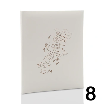 Album dziecięcy, wklejany 40 kremowych stron, personalizowany 12 wzorów do wyboru: Chrzest Metryczka Mój pierwszy album